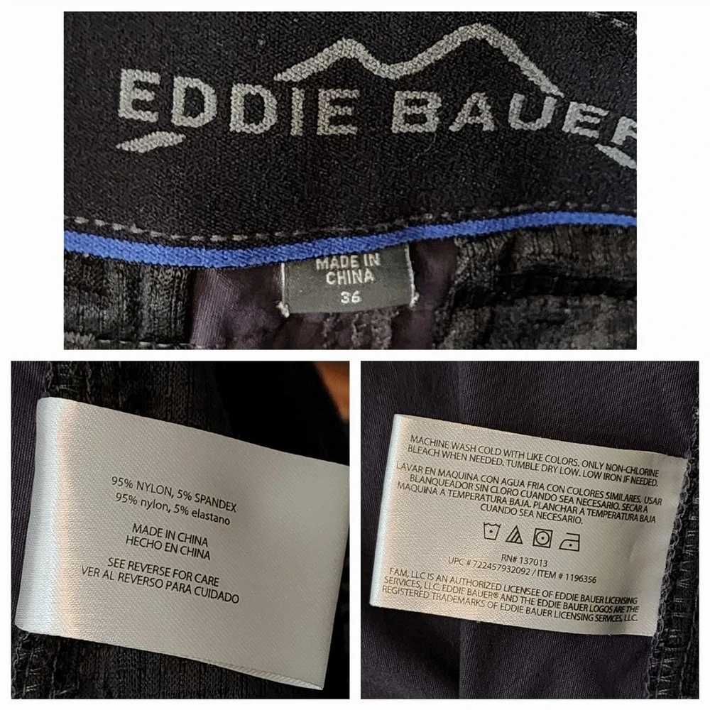 Eddie Bauer Nylon Cargo Short 36 Men Gray 10" Stretch Hiking Camping Pocket READ - Picture 5 of 9
